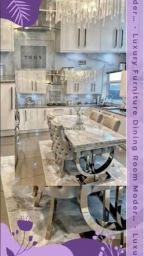 Luxury Furniture Dining Room Modern Marble Top Rectangular Dining Table Set 4 Chairs