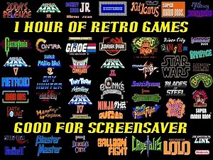 Retro video games Screensaver. 1 HOUR of HD VDO with names Part 2