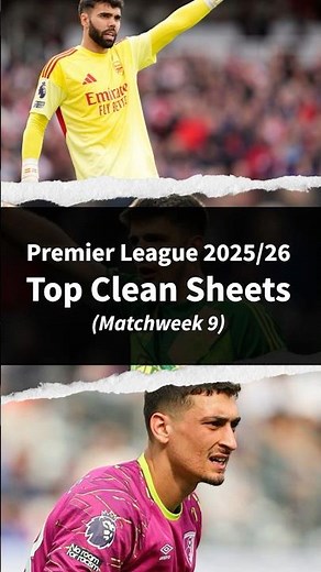 Premier League 2025/26 Top Clean Sheets (Matchweek 9) #topcleansheet #premierleague #epl