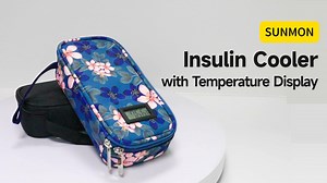 SUNMON Insulin Cooler Travel Case for Pen & Vials, Temperature Display Diabetic Medical Cooling Bag with Protective Ice Brick, Tsa Approved Refrigerated Diabetes Supplies Carrying Organizer(Black)