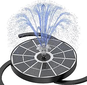 AISITIN 3.7W Solar Bird Bath Fountain Upgraded 6.3" Solar Glass Panel, Solar Powered Fountain Pump with Integrated Bracket & Storage for Bird Bath, Pond, Garden, Aquarium and Outdoor