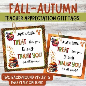 Autumn Gift Tags Activities Teachers and Students Cute treat Thanksgiving Labels