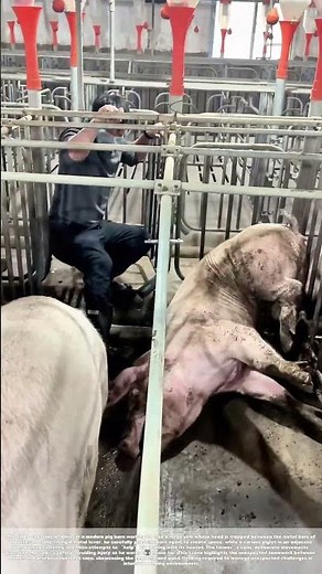 Freeing the Stuck: How a Farmer and a Piglet Collaborate to Rescue a Trapped Sow