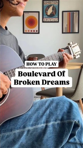 Boulevard Of Broken Dreams Green Day EASY Guitar Tutorial 🎸 #shorts