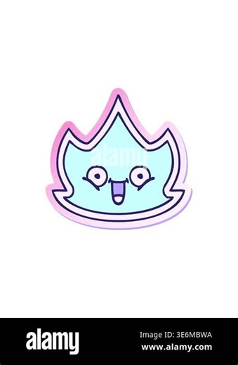 radioactive glowing animation of sticker of a cute cartoon happy fire Stock Video Footage - Alamy