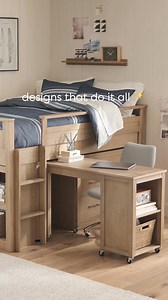 Sleep, study, and store in style with our space saving designs. Tap the link below to shop! #lovemypbteen Shop Here: cur.lt/s93tbggbh | Pottery Barn Teen