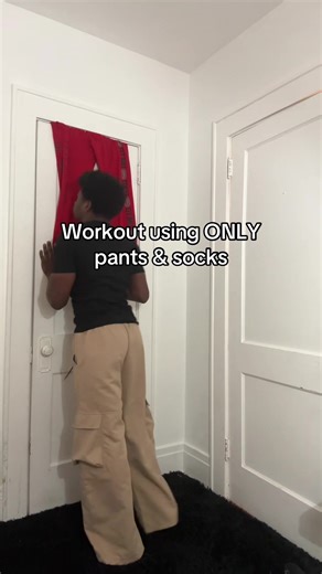 Creative Home Workout with Pants and Socks