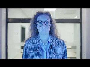 Woman using biometric facial recognition