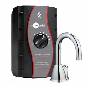 Check The Home Depot's Q&A Before Buying: InSinkErator Invite HOT100 Series Instant Hot Water Dispenser Tank with 1-Handle 6.25 in. Faucet in Chrome