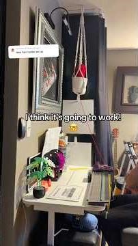 Installing a ceiling yarn holder using a macramé plant hanger and pot🧶⬆️ #yarnhacks