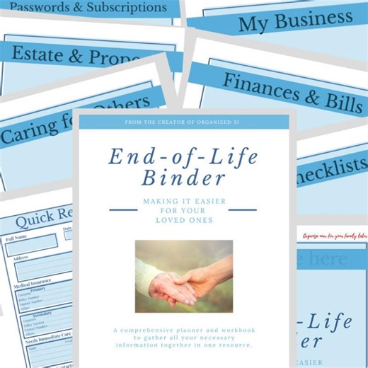 Estate Planning End-of-life Binder & Family Workbook | Printable Checklist for Organizing Important Documents and Wishes - Etsy