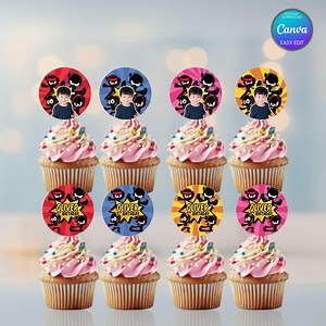 Ninja Kidz Cupcake Toppers: Editable Canva Template, Karate Birthday Party Decor - Etsy