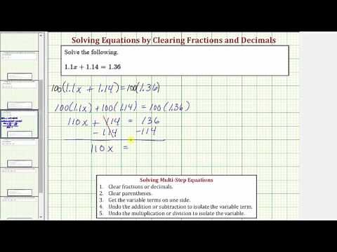 Ex: Solve a Basic Two Step Equation With Decimals (Clear Decimals)