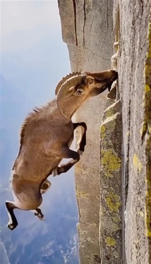 🐐 Mountain Goats Climb a Vertical Cliff in Perfect Formation 🤯 #usa