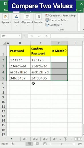 Compare Two Values in Excel ll Excel Tips Tricks ll Excel shortcut Keys ll Computer Shortcut Keys ll Excel formulas and Functions #reels #reel #video #shorts #instagram #fbreels | Computer Tech