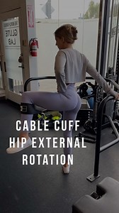 Jamie De Revere on Instagram: "Cable Cuff Hip External Rotation The main functions of the gluteus maximus are to extend, abduct, and externally rotate the hip. Building your hip external rotation strength will not only add to your comprehensive glute training (when combined with other exercises that extend and abduct the hip), but it will likely help to improve stability and reduce the risk of injury when performing similar movements during functional tasks. Try this exercise out! You’ll want th