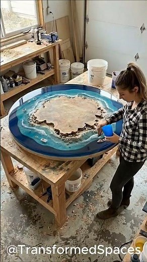 Epoxy Resin Island Table | Live Wood & Miniature Ocean Art Design Concept🏝️⛵