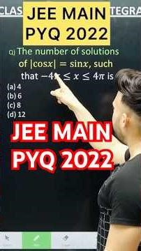 Q) The number of solutions of |cos𝑥|=sin𝑥, such that −4𝜋≤𝑥≤4𝜋 is