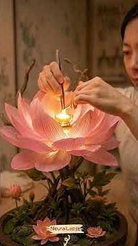 Handmade Glowing Lotus Lamp 🌸 | Amazing Resin Craft Process by Lady Artist