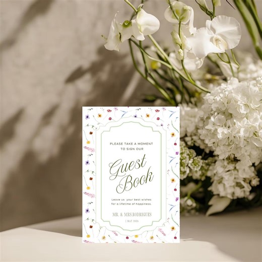 Floral Wedding Guest Book Sign Template, Watercolor Garden Wedding Decor, Editable Guest Book Table Sign, Luxury Old Money Decor - Etsy