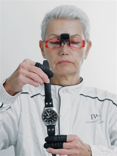 This Big Pilot’s Watch (Ref. IW500401) is over a decade old, and was last serviced six years ago. Over time, the watch has developed visible scratches on the case and clasp, and several wearing parts show signs of use and require replacement. The watch has been sent to Schaffhausen for a full service. IWC Technician, Terézia Leu, carefully disassembles all external components to prepare the watch for its complete restoration. This is the first of seven steps in a full watch servicing. Discover t