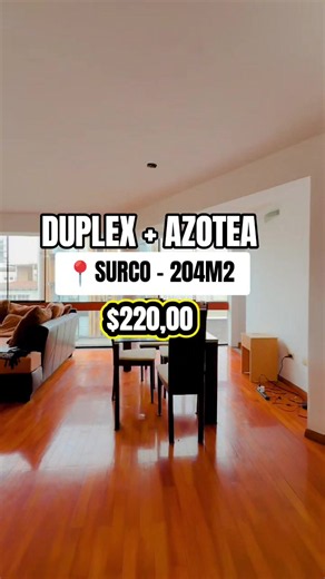 🔥 Este dúplex tiene algo que cada vez es más difícil encontrar en Surco: luz natural en todos sus ambientes. 🏡 204 m² totales ✅ 3 dormitorios ✅ Azotea privada ✅ Cochera depósito ✅ Ascensor ✅ Ubicación en esquina 📍 Chama – Surco Y todo esto por US$220,000. 💬 ¿Qué harías con esta azotea? ¿Terraza, zona BBQ o área social? 📲 Escríbeme al 912 276 016 y consulta por el código JV-02 para agendar tu visita. #Surco #DuplexEnVenta #InmueblesLima #BienesRaicesPeru #PropiedadesLima