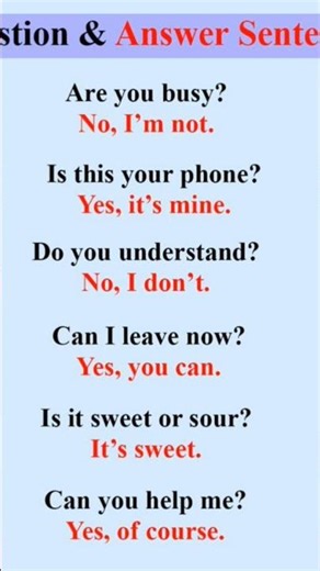 Basic English Question and Answer Sentences | Gllow Up English