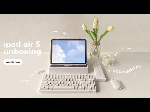 ipad air 5 unboxing 🌟 apple pencil + accessories & setup | starlight