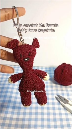 crochet teddy bear keychain tutorial #crochet #crochetkeychain #crochettutorial #yt #trendingaudio
