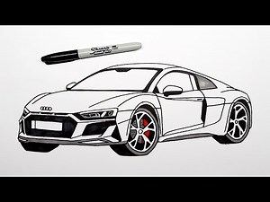 How to draw a car - Audi R8 V10 - Step by step #1