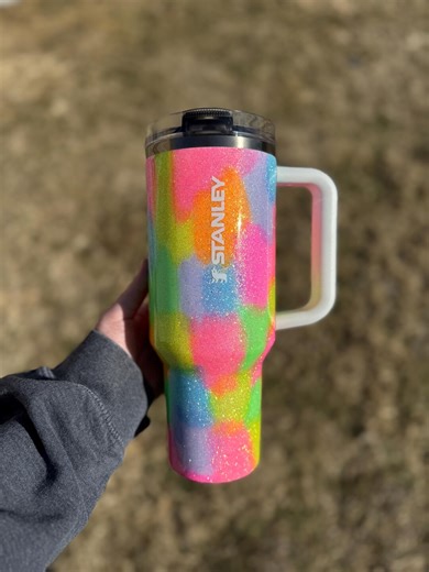 Neon Rainbow Splatter Stanley Tumbler (MADE TO ORDER) - Etsy