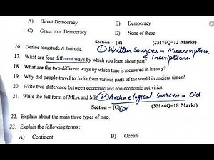 Class-6 Social Science (SSt) / Half Yearly Exam 2025-2026 Question Paper Term-1 KENDRIYA VIDYALAYA