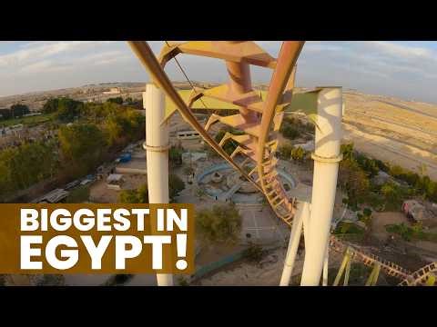 Egypt's Largest Roller Coaster Front Row POV! Vekoma SLC Near the Pyramids of Giza! Dream Park