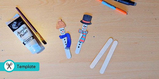Lolly Stick Snowman Craft | Winter Crafts