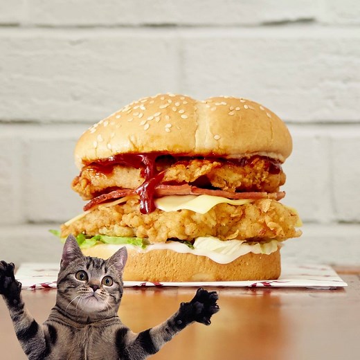 444K views · 257 shares | The Original Recipe Stacker is HERE, with more of the chicken you love, in a bun! ❤️ Warning: even if it gives you the eyes, do not feed this burger to your cat. It's too good to share  | KFC | Facebook