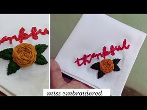 Easy Handkerchief Embroidery / DIY Thankful Kerchief Embroidery / How to embroider on Handkerchief