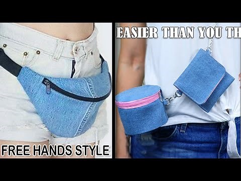 DIY BELT POUCH ZIPPER BAG ~ Summer Free Hands Bag With Patterns from Jeans