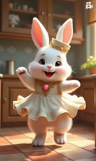 A White Cute Rabbit Dancing 🐰💃 | Fun Bunny Moves for Kids!"