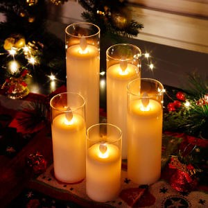 [Hot Item] Set of 5 High Real Wax LED Candle Pillars Flickering Battery Operated Flameless Candles with Remote Control for Christmas Decor