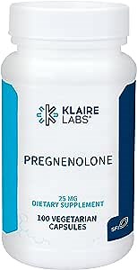 Klaire Labs SFI Health Pregnenolone - Hormonal Balance, Mood & Energy Support - 25mg Derived from Wild Yam - Bioavailable & Micronized to Support Enhanced Absorption - Hypoallergenic (100 Capsules)
