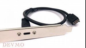 DEVMO USB 3.1 Front Panel Header to USB-C Type-C Female Extension Cable with Panel Mount Screw 40cm