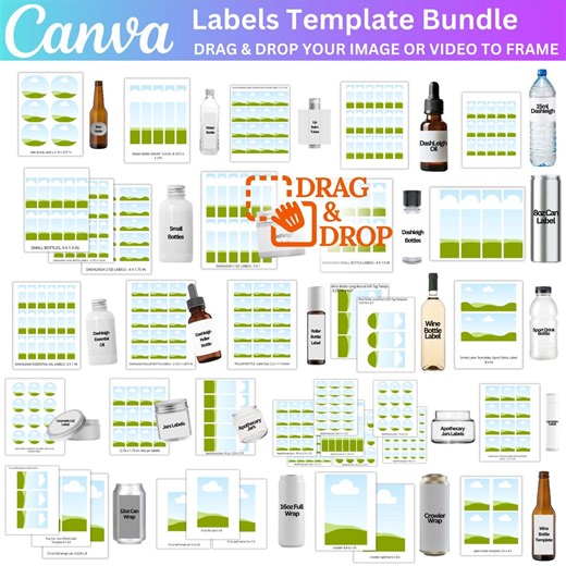 43 Canva Editable Label Template Bundle, Dashleigh Small Bottle, Wine Bottle Label, Lip Balm Label, Canva Label Frame, Apothecary Jars Label - Etsy