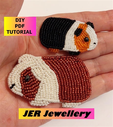 Bead Embroidery Tutorial: Guinea Pig Brooch, Charm or Pendant Pattern (PDF Download) - Etsy Ireland