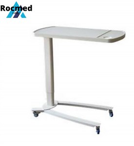[Hot Item] Hospital Furniture Portable Bedside Over Bed Desk Powder Coated Overbed Table Factory, Bedside Table, Height Adjustable Cardiac Overbed Table for Dining