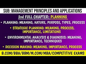 Planning Full Chapter | Management Principles and Applications | B.Com/BBA/BBM/M.Com/MBA/Competitive