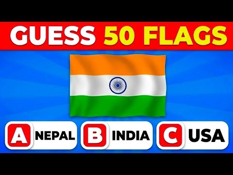 Guess The Country By The Flag Quiz 🚩| Can You Guess 50 Flags? | Easy To Hard