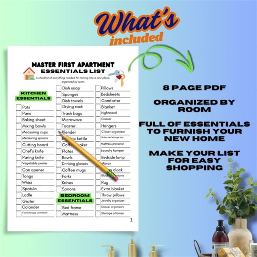 First Apartment Essentials Shopping List, Digital PDF Instant Download, Master New Home Checklist, Printable Moving Check List, Categorized - Etsy