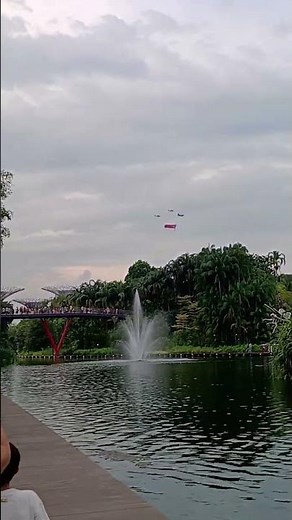 Singapore flag carried by helicopter