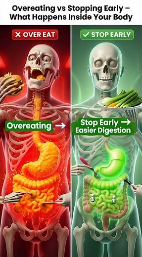 Overeating vs Stopping Early 😱 | What Happens Inside Your Body After Eating #facts #health #facts