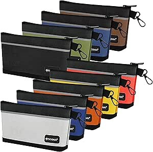 TICONN Tool Pouches with Zipper, 1680D Oxford Small Tool Bags, Waterproof Utility Bag Zipper Pouch for Tool Organizers and Storage (9 Pack Medium)